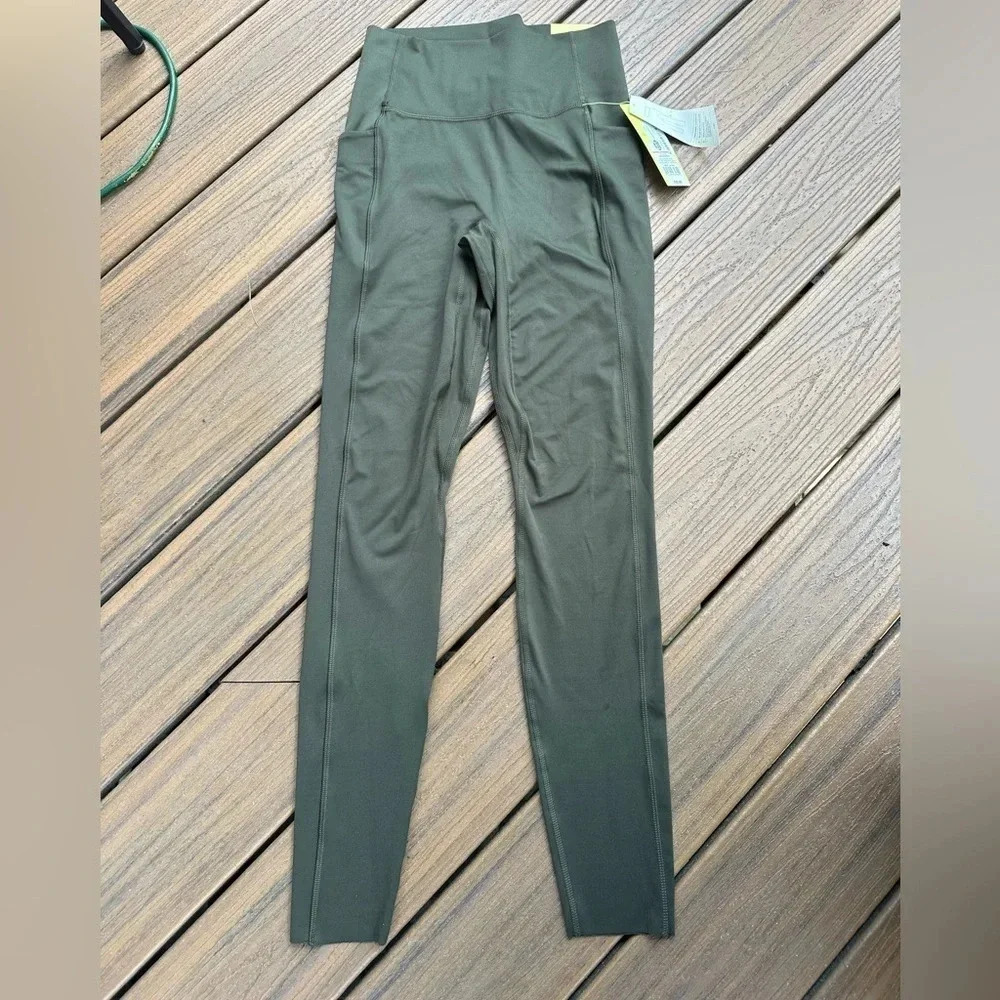 All In Motion Olive Green High Rise Leggings Athleisure Pilates Core Size Small